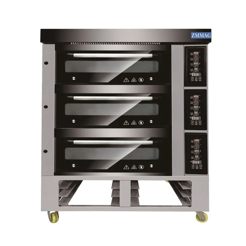 Zmmag baking tray Owen small bread production line electric powered 3 decks 9 trays baking oven