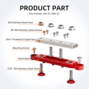 บล็อกการกระจายพลังงาน48V busbar 400A M10 4โพสต์ได้รับการรับรองมาตรฐาน RoHS และ CE สำหรับระบบสุริยะยานยนต์ทางทะเลจำนวนมาก - Product Image 3