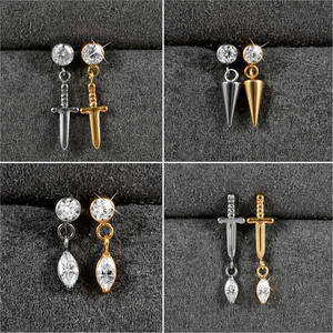 G23 टाइटेनियम तलवार पेंडेंट क्रॉस-बॉर्डर ज़िरकॉन बच्चों के लिए फैशनेबल टेपर्ड कान की हड्डी नाखून 6 मिमी - Product Image 2
