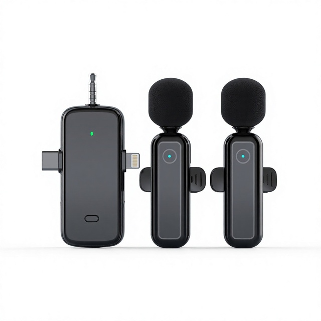 Wireless Lavalier Microphone 3 In1 Noise Cancelling Mic Clip on Lapel Mini Wireless Microphone for Android IOS
