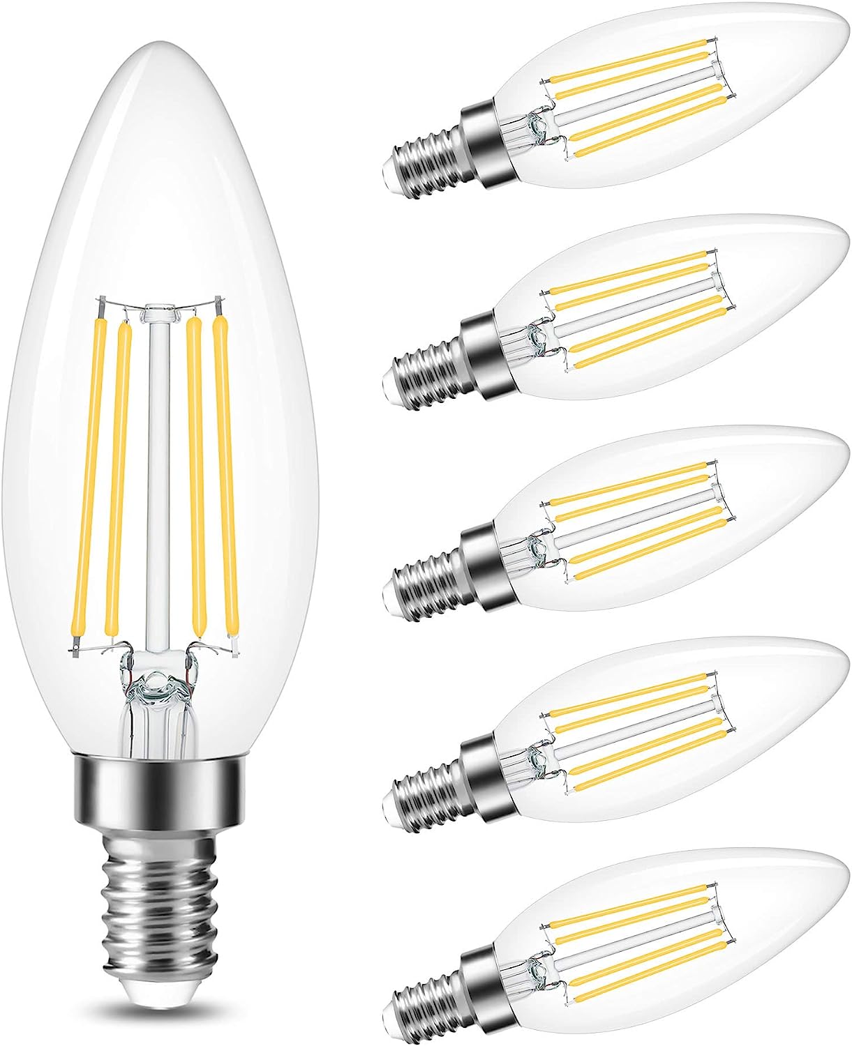 Bombilla Led C35 Vintage de filamento E12 E14 E17 E27 CCT 2200K-6500K 6W para candelabros Bombilla Led equivalente incandescente de 50W