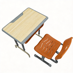 Conjunto de Escritorio y Silla Escolar Resistente con Patas Antideslizantes, Tablero Blanco y Patas de Acero Naranja, para Jardín de Niños y Escuela Secundaria - Product Image 1