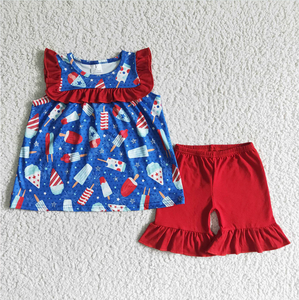 Ensembles de tenues d'été pour bébés filles et garçons, motif sucette glacée du 4 juillet - Product Image 2
