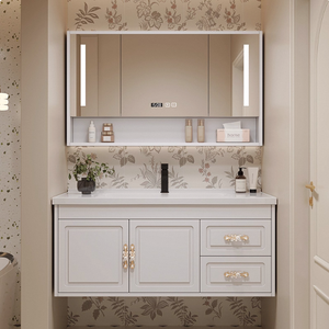 Ensemble de meuble-lavabo de salle de bain <span class=keywords><strong>avec</strong></span> miroir intelligent LED de style européen, <span class=keywords><strong>avec</strong></span> lavabo en céramique, <span class=keywords><strong>porte</strong></span> en verre <span class=keywords><strong>murale</strong></span>, design moderne - Product Image 3