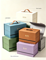 Boîte cadeau rigide simple et portable, écologique, à double compartiment, avec fermeture magnétique, logo personnalisé, pour usage professionnel/festif