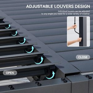 Pergola à lames orientables 10' x 12' en aluminium pour l'extérieur, avec toit réglable, idéale pour les terrasses, les jardins <span class=keywords><strong>et</strong></span> les cours arrière - Product Image 3