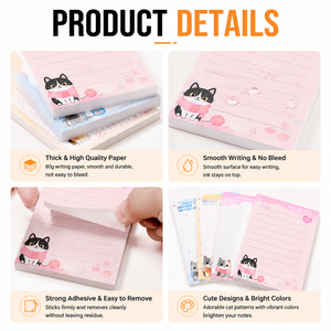 B5 Cute Cat Sticky Notes <b>Memo</b> <b>Pad</b> Grid Lined Adhesive Writing Note Paper For Office School Student Journal Decorative Stationery - Product Image 4