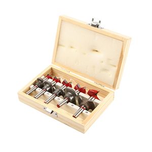 Jeu de 5 scies cloches de positionnement réglables en bois, rouges, à pointe en carbure, métriques, pour le perçage du contreplaqué - Product Image 1