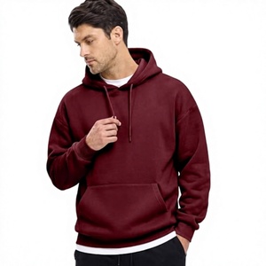 Sudadera con Capucha para Hombre, Color Granate, Corte Regular, Color Sólido, Felpa de Algodón, Informal, con Bolsillo Delantero, Antipilling, 300g, Beazer Sports, Otoño - Product Image 5