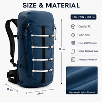 Sac à dos de randonnée et d'alpinisme 30L, étanche et organisé, avec plaque en aluminium – Approvisionnement direct usine