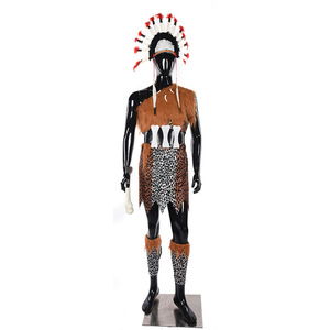 Halloween Cosplay Costume d'homme sauvage pour enfants Indien Mince ensemble de vêtements Costume de performance Vêtements et accessoires pour enfants - Product Image 2