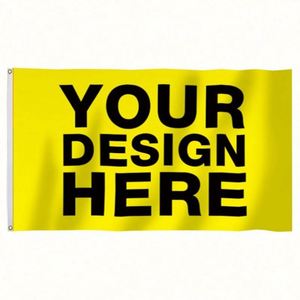 Drapeaux personnalisés en polyester 100D, design jaune, meilleur prix, vente en gros d'usine, techniques d'impression numérique - Product Image 1