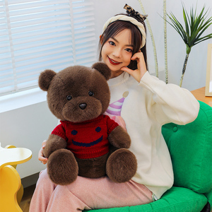 Bonito juego de peluche de oso de peluche en marrón y blanco, estilo DIY con forro de malla, osos de peluche con suéter para regalos, juguetes de peluche - Product Image 3