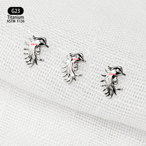 Boucles d'oreilles Yunnique Titanium Phoenix G23 F136 7,4 mm x 9,2 mm avec incrustation de zircon pour piercing de l'os de l'oreille - Product Image 2