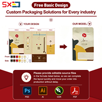 Sachet d'emballage de café personnalisé en aluminium à fond carré, avec impression hélio sur plastique PE, pour valve de fermeture éclair alimentaire XD