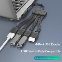 Extensor de Interfaz USB-A, Divisor Multipuerto de Uno a Cuatro, Cable Plano de Silicona Suave para Ratón, Teclado, Memoria USB y OTG para Automóvil