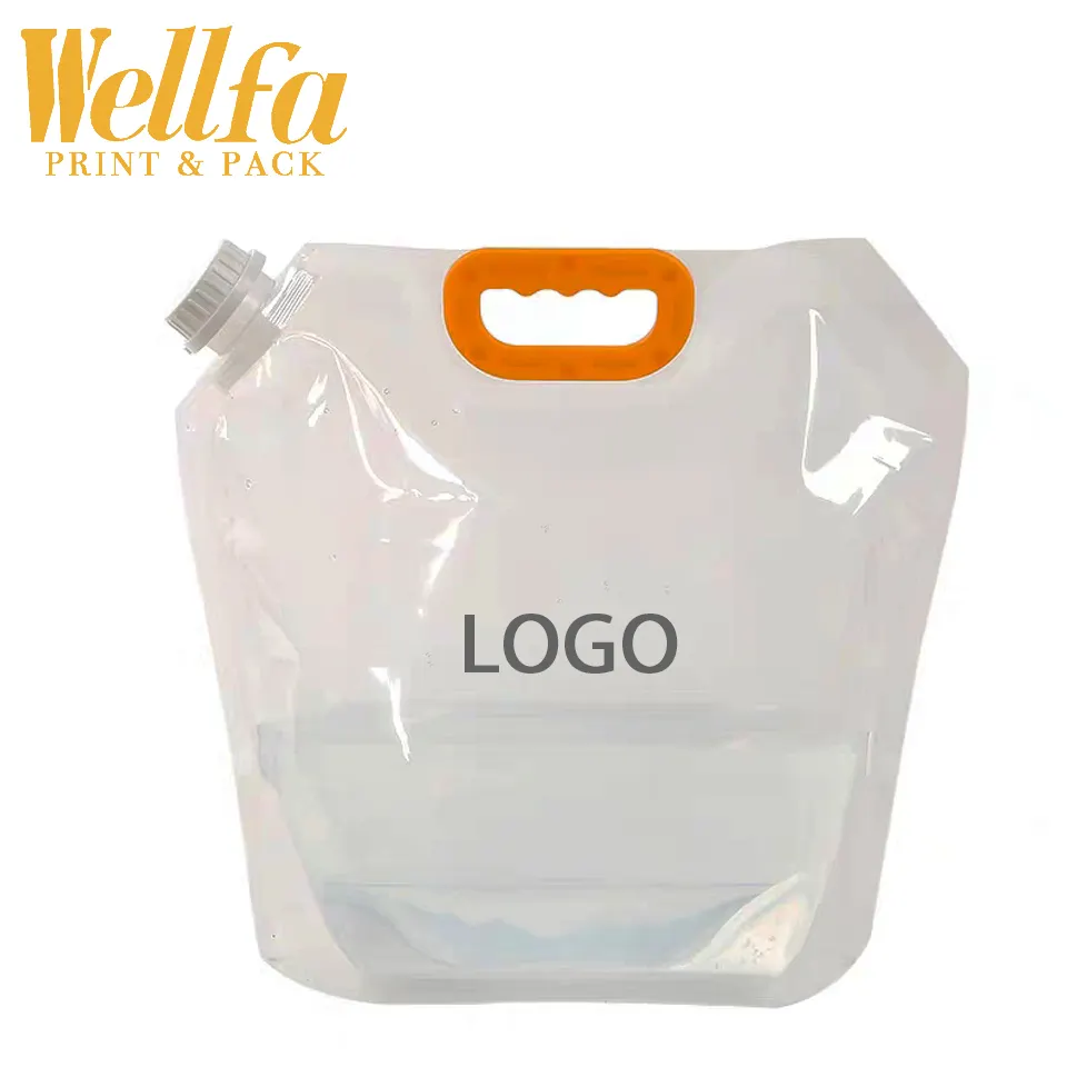 Özel Logo 4 veya 5 litre galon yağ bira suyu içecek sıvı depolama Stand Up emzik kese katlanabilir taşınabilir su plastik torba