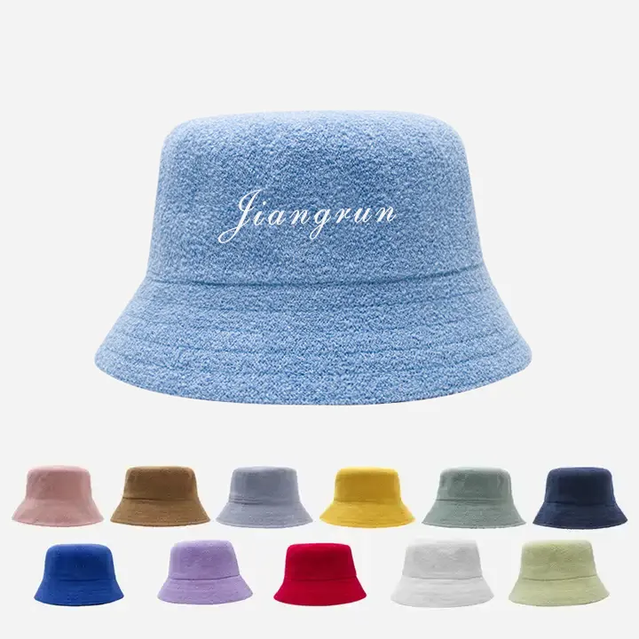 BSCI factory Wholesale 100% cotton custom high quality terry towel bucket hat with printed embroidery logo