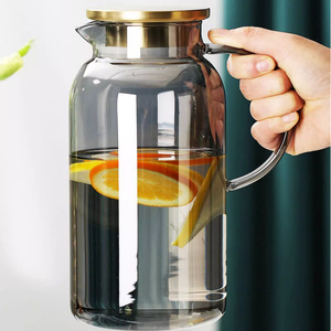 Carafe à eau en verre borosilicate transparent, grande capacité, pour usage domestique, avec fonction d'infusion de citron - Product Image 3
