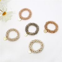 Koreanischer Stil Einfacher Personalisierter Kristall-Haarring Armband Handgefertigt Hochelastisch Doppelnutzung für Damen-Pferdeschwanz Mori-Stil