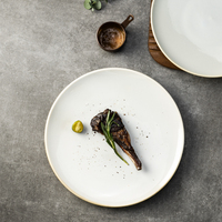 YAYU Haute Température Durable Hôtel Vajillas Plato Beige Rond Service De Restauration Plats Assiettes À Dîner En Porcelaine pour Restaurant