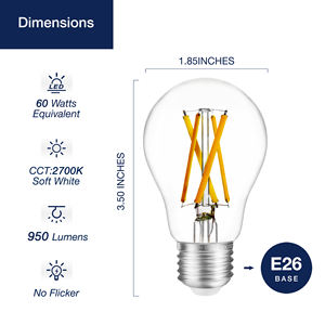 कारखाने की आपूर्ति 2700k 950lm 8w e26 बेस स्पष्ट ग्लास ए 15 फिलामेंट ग्लास ए 15 फिलामेंट ग्लास ए 120 वी डाइमेबल एलईडी बल्ब - Product Image 2