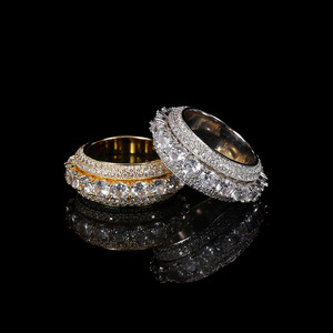 Nhẫn nam Fealux Hip Hop đính đá lấp lánh, bạc 925, kim cương Moissanite - Product Image 3