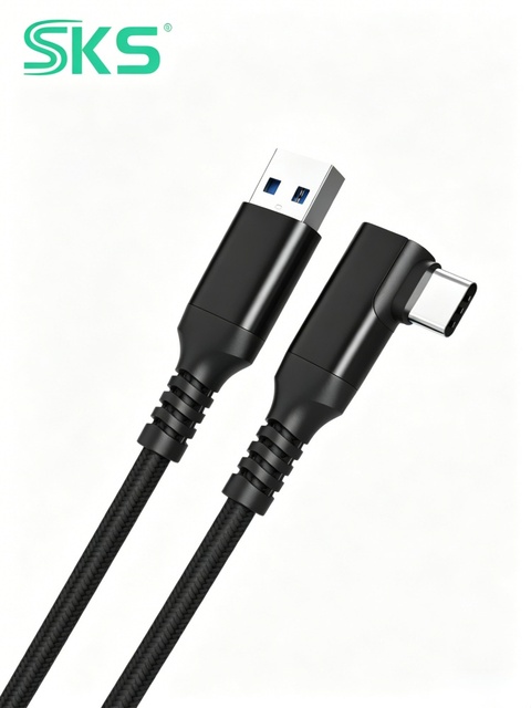 USB 3.2 Right-Angle USB-C USB-A Elbow Connector Cable 5Gbps Data Sync Braided Nylon Aluminum Shell 1m/2m Fast Charging for IOS