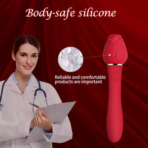 Vibrador de silicona impermeable para mujer con mango, masajeador oral de pezones y clítoris, <span class=keywords><strong>succionador</strong></span> de clítoris en forma de rosa - Product Image 5