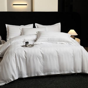 Conjunto de Roupa de Cama Branca de Qualidade 300TC para Hotel, 100% Algodão, Lençóis para Camas de Solteiro - Product Image 2