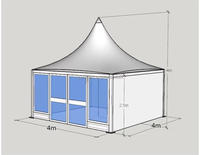 Carpa de Boda Tipo Pagoda 3x3 6x6m, Gazebo de Techo Alto para Lanzamiento de Vehículos, Eventos al Aire Libre, Exhibiciones, Fiestas