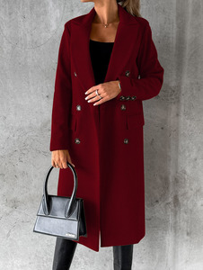 Abrigo de <span class=keywords><strong>Mujer</strong></span> Estilo Vintage, Cruzado, Elegante, Largo, de <span class=keywords><strong>Lana</strong></span>, con Solapa de Pico, Transpirable, para Invierno - Product Image 4
