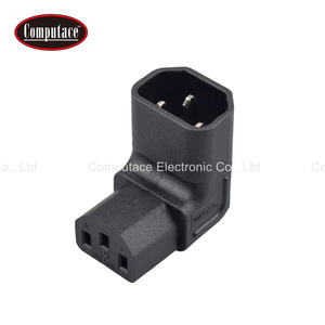อะแดปเตอร์แปลงไฟแบบมุมฉาก 90 องศา สีดำ IEC C14 ตัวผู้ เป็น C13 ตัวเมีย 10A 250V สำหรับเชื่อมต่อคอมพิวเตอร์ เซิร์ฟเวอร์ UPS และจอมอนิเตอร์ - Product Image 1