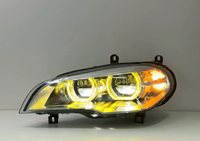 Phares HETOP E70 2007-2013, pièces automobiles bicolores, LED X5 jaune et blanc, Plug and Play, interrupteur DRL, style IKON pour BMW