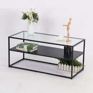 <span class=keywords><strong>Meuble</strong></span> <span class=keywords><strong>Tv</strong></span> en métal à 2 niveaux, étagère, Console, Table basse avec plateau en verre - Product Image 1