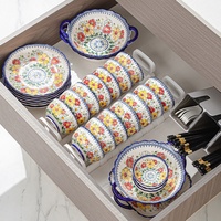 Service de table en porcelaine de luxe moderne |   Assiettes et plats en céramique à motifs floraux élégants |   Vaisselle de mariage et de table haut de gamme