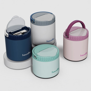 Stainless Steel Food Jar With One Way Exhaust Valve Cylinder Shape For Travel Thermal Cooker Plastic Lid Blue Color - Product Image 3