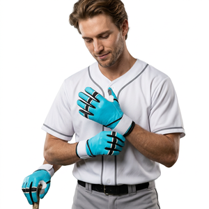SAAR INDUSTRIES Leather Training <b>Baseball</b>/Softball Batting Gloves Breathable Ambidextrous XL/XXL Customized Long Cuff Multi - Product Image 1