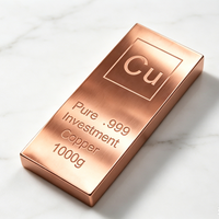 Barre de cuivre rouge non allié de 1 kg (1000 g) à surface brossée, pureté 99,9 %, pour usage industriel, type lingot d'investissement, vente chaude