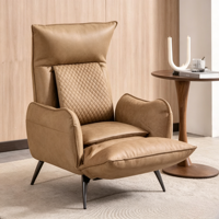 Fauteuil de massage moderne haut de gamme, chaise de loisirs créative individuelle, fauteuil inclinable manuel en cuir, fauteuil de salon en bois pour le salon