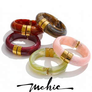 Mchic 3383 Stainless Steel Chunky Bangle Bracelet Thick <strong>Acrylic</strong> Multicolor Women Fashion <strong>Jewelry</strong> for Wholesale 66mm Gift - Product Image 1