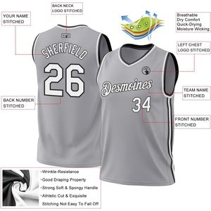 Camiseta de baloncesto personalizada FOXA para hombre, camiseta sin mangas retro transpirable con cuello en V, nombre y número cosidos personalizados, talla grande - Product Image 2