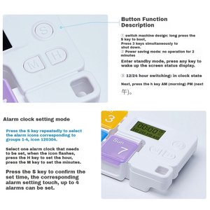 Reloj Despertador con temporizador promocional con horario semanal y pastillero electrónico, capacidad para 7 días, conveniente para viajar. - Product Image 3