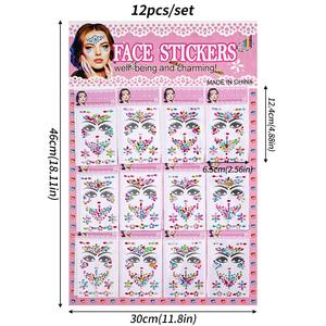 Adesivi per Viso per Bambini in Acrilico di Alta Qualità, Design Misto, Tatuaggi Adesivi Glitterati alla Moda per Trucco Festivo, Vendita all'Ingrosso - Product Image 5