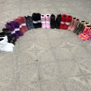 hotsale colorful high winter warm faux fox fur boots Boots for Women