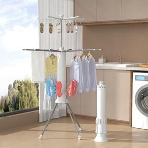 Perchero giratorio 3 en 1 de 360 grados con forma de pulpo, tendedero metálico plegable de pie para balcón, dormitorio y hogar - Product Image 5