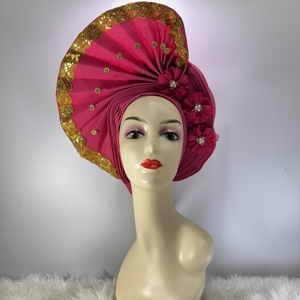 Bufanda versátil clásica de moda nigeriana para boda de diamantes africanos nuevos para mujer gorra elegante de uso diario para viajes de fiesta al aire libre - Product Image 2