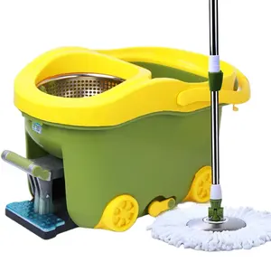 Bekayos 360 magic spin pole mop fregona de limpieza de suelo con cubo de fregona y pedal de pie, deshidratación rápida
