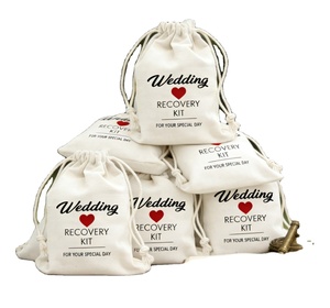 Kit para la Resaca de Algodón Orgánico de Alta Calidad, Bolsas de Bienvenida Personalizadas con Logotipo para Invitados de Boda, Adhesivos Artesanales Reciclables, Velas, Cordón - Product Image 1