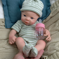URCHOICE 33cm Silicone souple Reborn bébé garçon poupée 3D-peinture peau avec bouche ouverte à la mode réaliste cadeau d'anniversaire enfants jouet